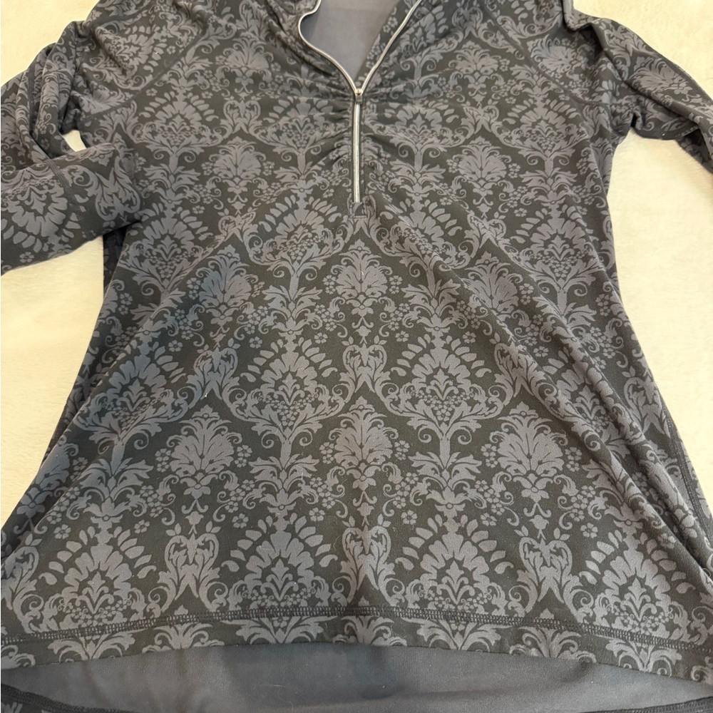 Athleta Gray Black Patterned Long Sleeve Top - Picture 2 of 6
